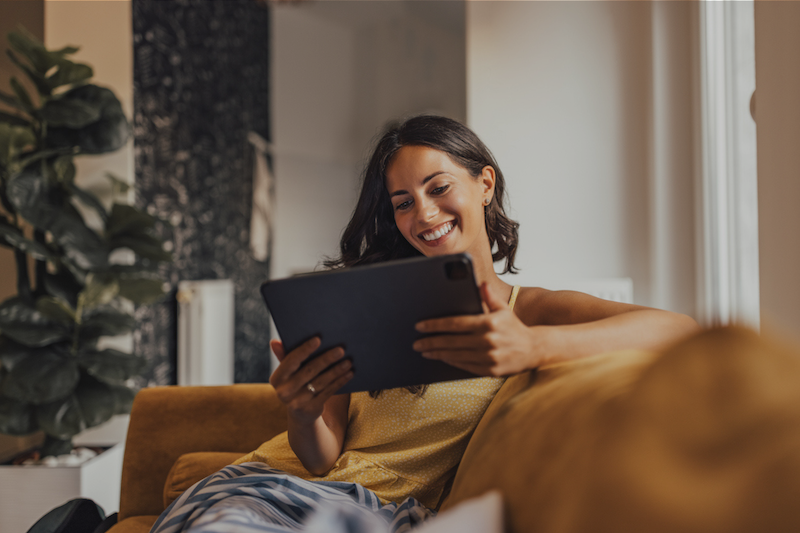 Woman Tablet Smiling