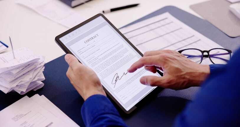 Person signing document with eSign