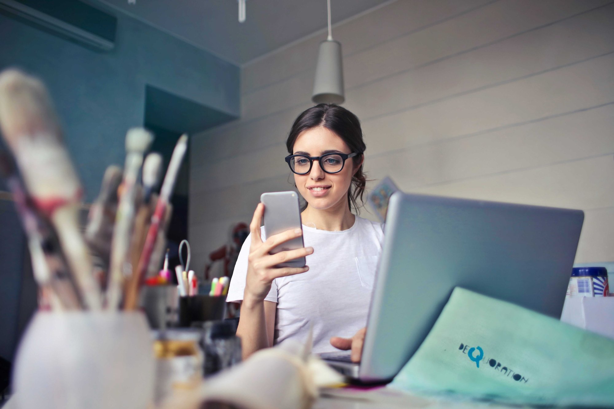 Young woman with phone